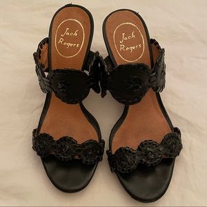 Jack Roger black leather Lauren wedges